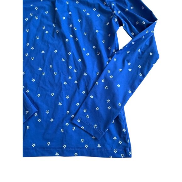 LOHLA SPORT Blue White Star Print Long Sleeve Workout Top Size Small - Picture 2 of 7